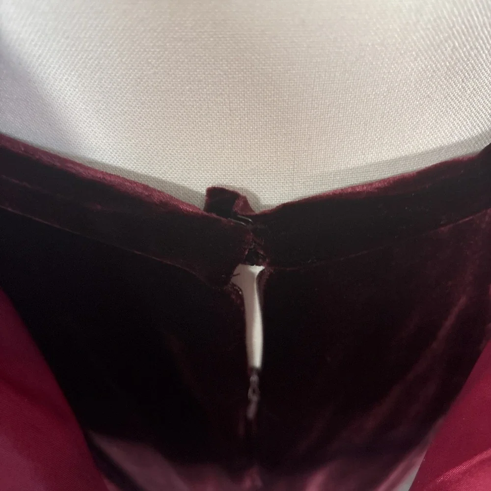 Vtg 90s Y2k Velvet Burnout Satin Skirt Set Midi Red Grunge Whimsigoth Goth Sz 10 - Picture 11 of 16